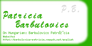 patricia barbulovics business card